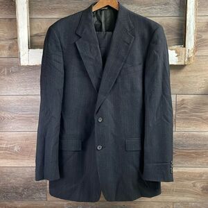 Austin Reed Suit, Black with Pinstripes, Imported Fabric, Made in USA